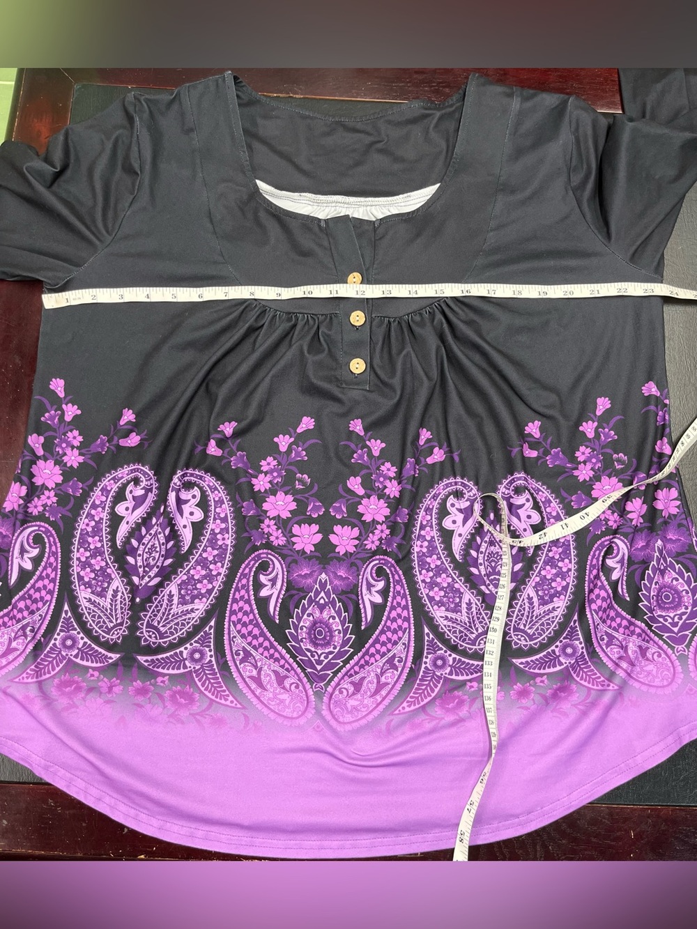 Purple & black blouse size 2X - Picture 6 of 7